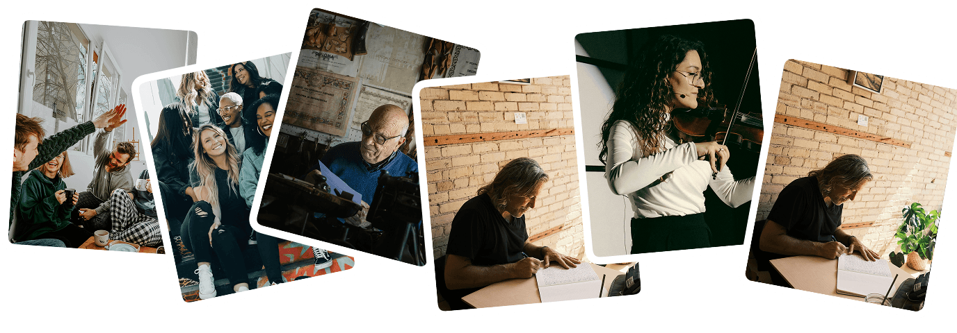 Human activities collage banner